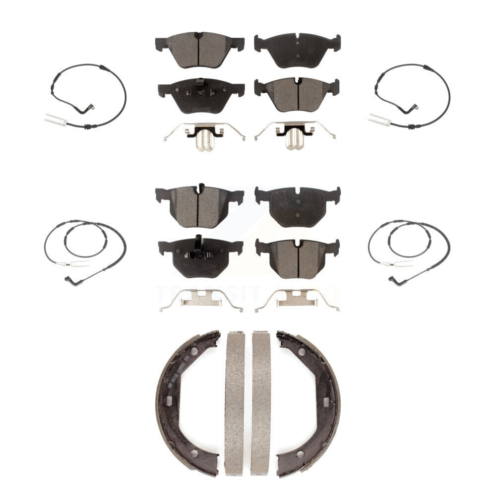 Ceramic Disc Brake Pads And Wear Sensors Front Rear Kit (7Pc) For 2006 BMW 330i