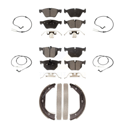 Ceramic Disc Brake Pads And Wear Sensors Front Rear Kit (7Pc) For 2006 BMW 330i