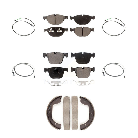 Ceramic Disc Brake Pads And Wear Sensors Front Rear Kit (7Pc) For BMW X5 X6