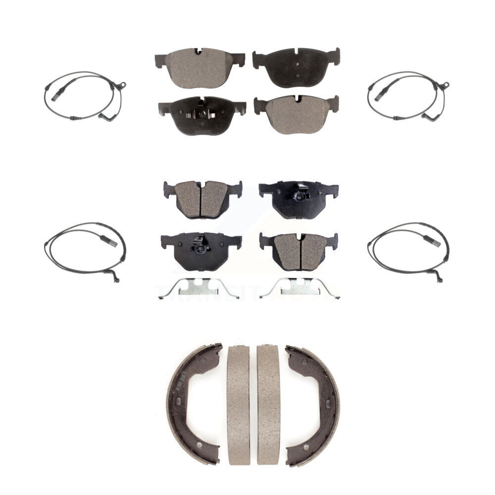 Ceramic Disc Brake Pads And Wear Sensors Front Rear Kit (7Pc) For BMW X5 X6