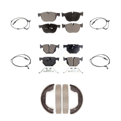 Ceramic Disc Brake Pads And Wear Sensors Front Rear Kit (7Pc) For BMW X5 X6