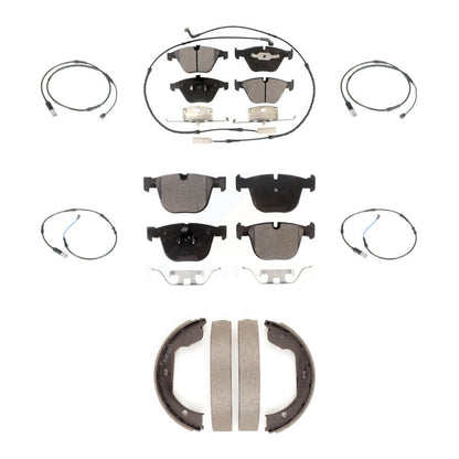 Ceramic Disc Brake Pads And Extra Wear Sensors Front Rear Kit (7Pc) For BMW 535i