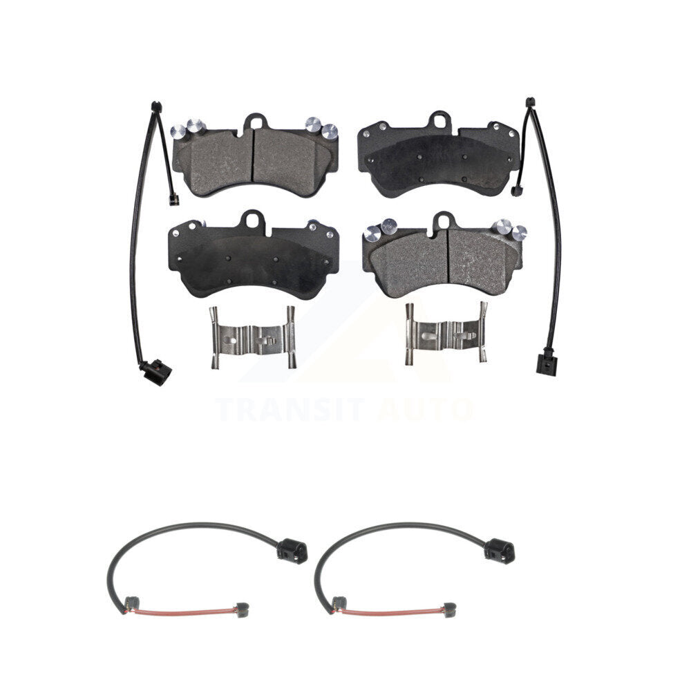 Ceramic Disc Brake Pads And Wear Sensors Front Kit For Porsche Cayenne