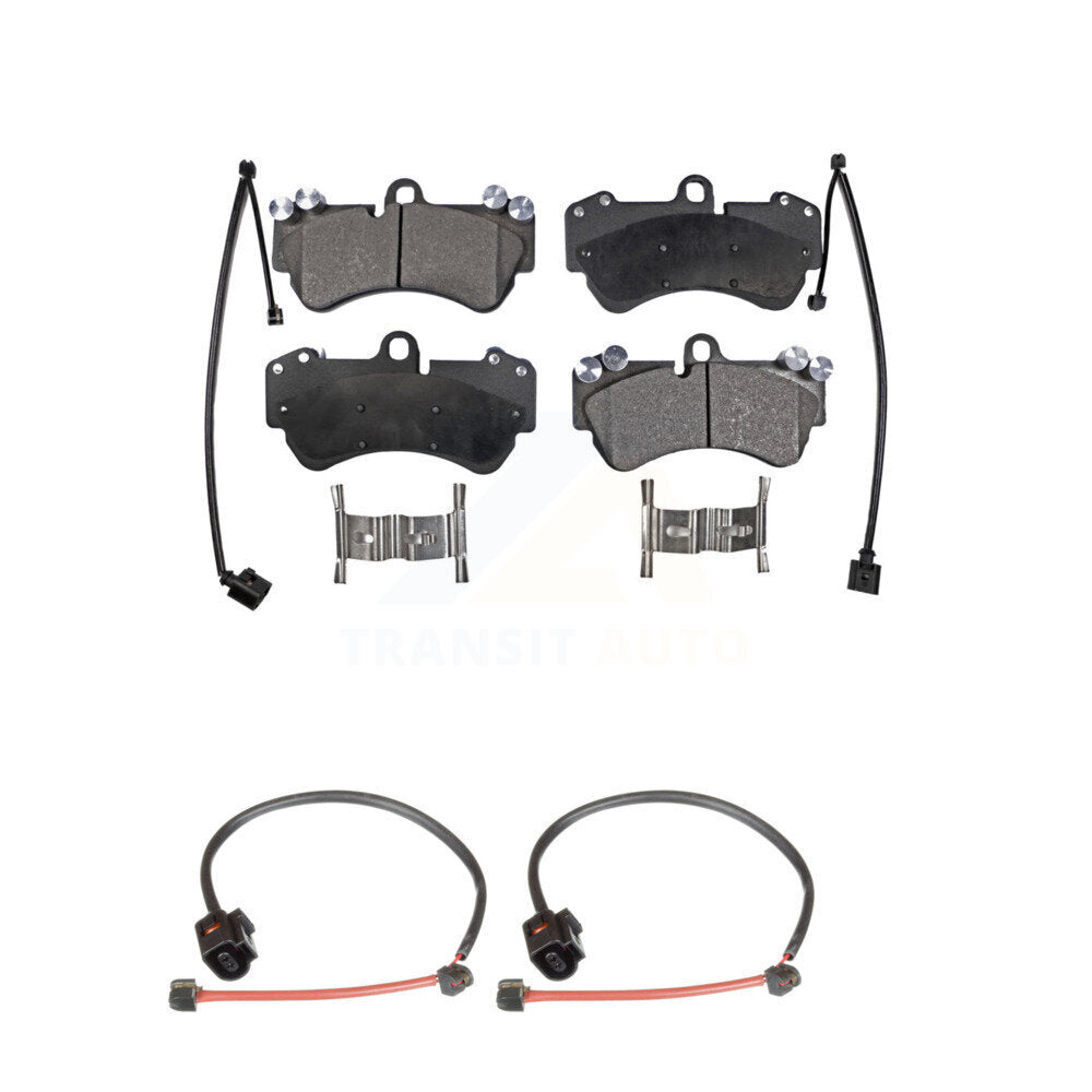 Ceramic Disc Brake Pads And Wear Sensors Front Kit For Porsche Cayenne