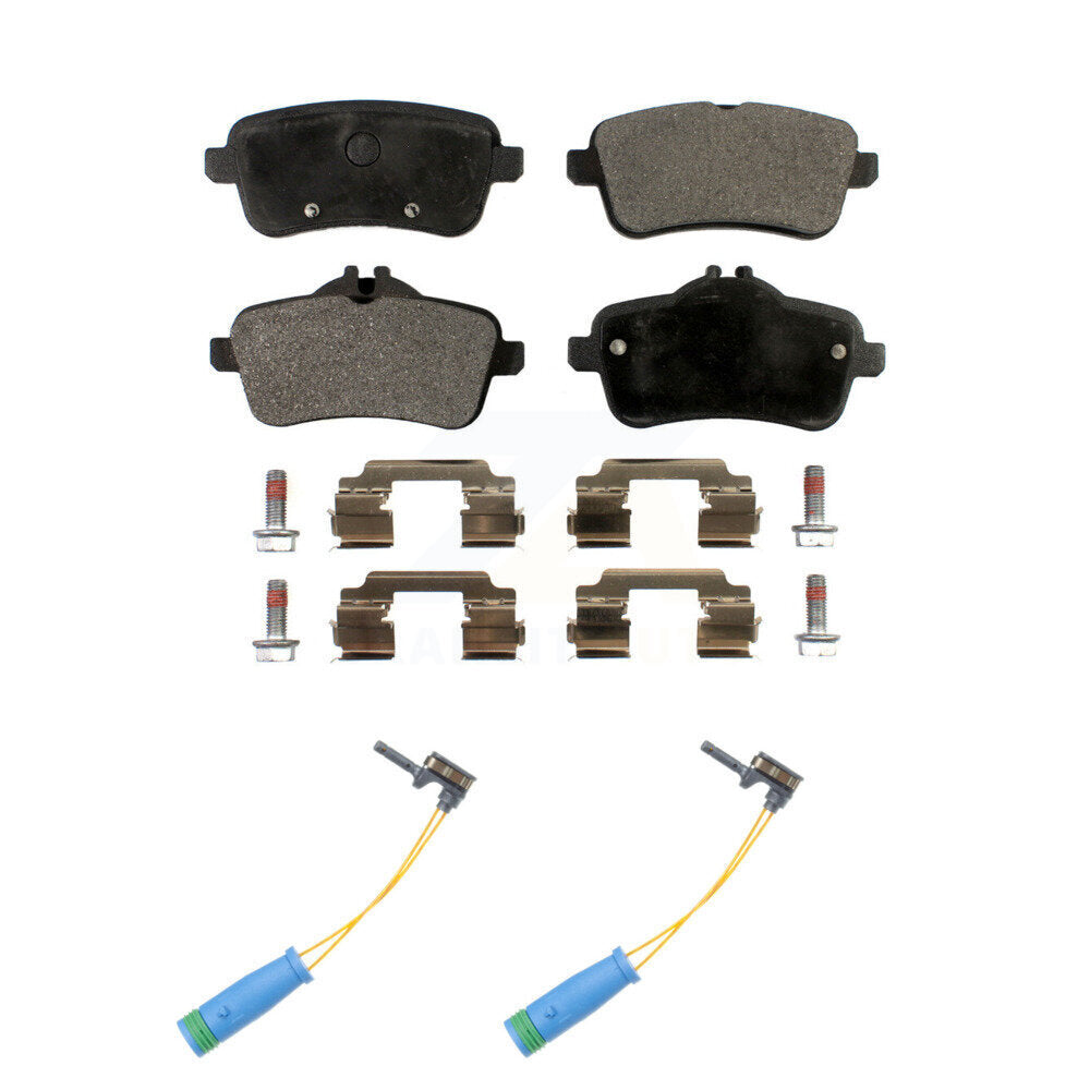 Ceramic Brake Pads & Wear Sensor Rear Kit For 14-19 Mercedes-Benz CLA45 AMG 2.0L