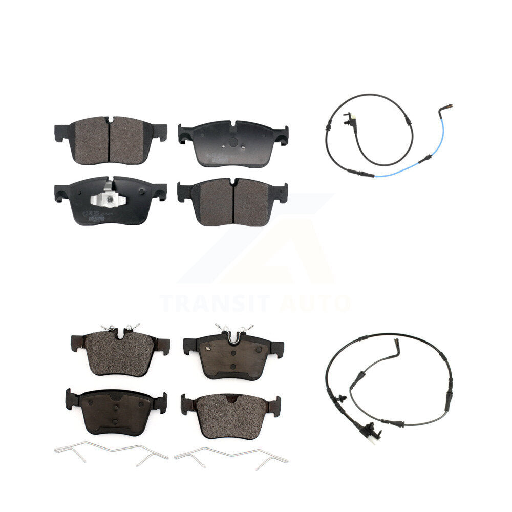 Ceramic Disc Brake Pads And Wear Sensors Front Rear Kit For Jaguar XE XF