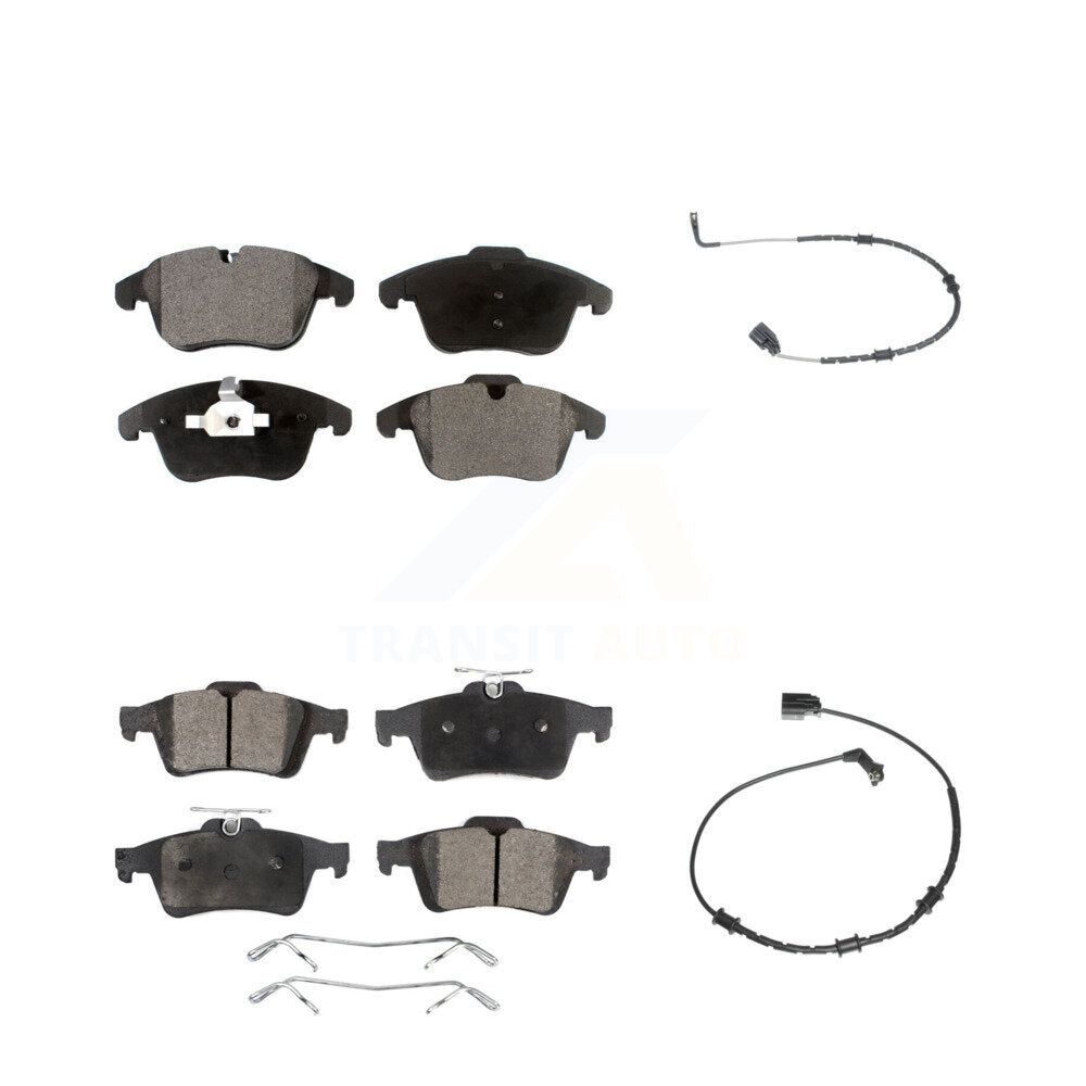 Ceramic Disc Brake Pads And Wear Sensors Front Rear Kit For Jaguar XF