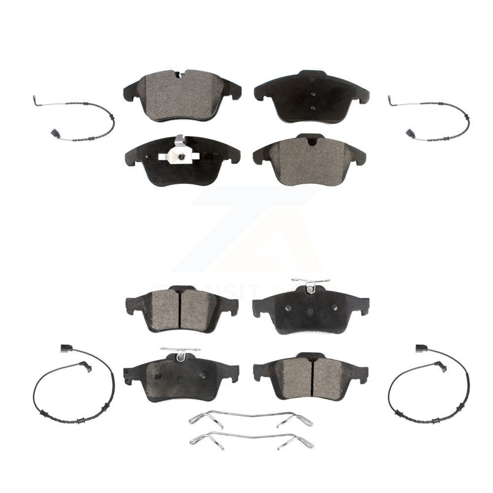 Ceramic Disc Brake Pads And Wear Sensors Front Rear Kit For Jaguar XF