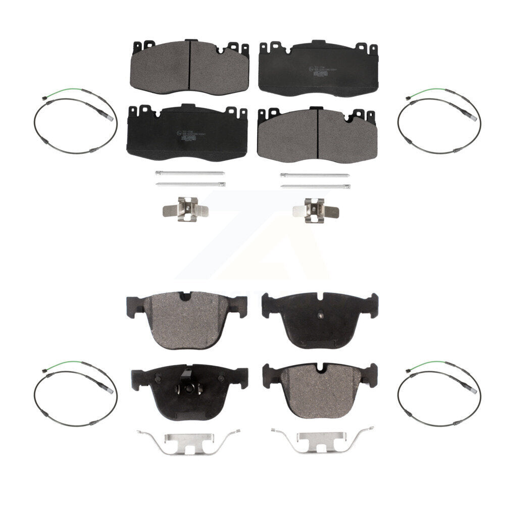 Ceramic Brake Pads & Wear Sensor Front Rear Kit For 2015-2016 BMW X5 M with 4.4L