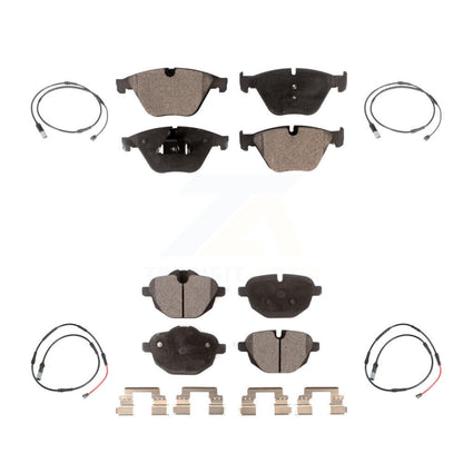 Ceramic Disc Brake Pads & Wear Sensor Front Rear Kit For 2014-2016 BMW 528i 535d