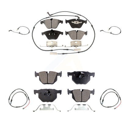 Ceramic Disc Brake Pad Extra Wear Sensor Front Rear Kit For BMW 528i xDrive 3.0L