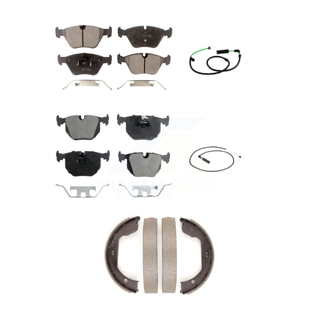 Ceramic Disc Brake Pads And Wear Sensors Front Rear Kit (5Pc) For BMW X3 3.0L