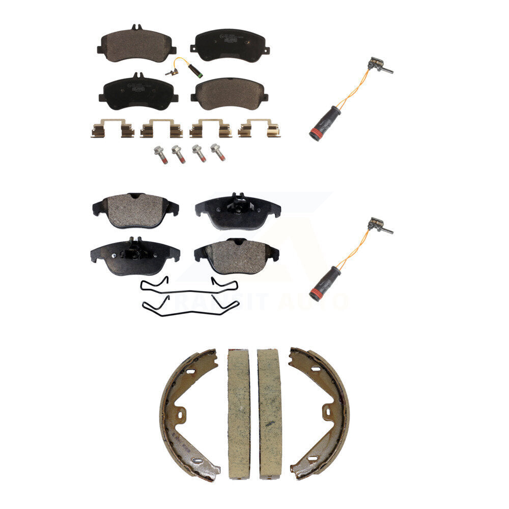 Ceramic Disc Brake Pads Extra Wear Sensor Front Rear Kit (5Pc) For Mercedes-Benz