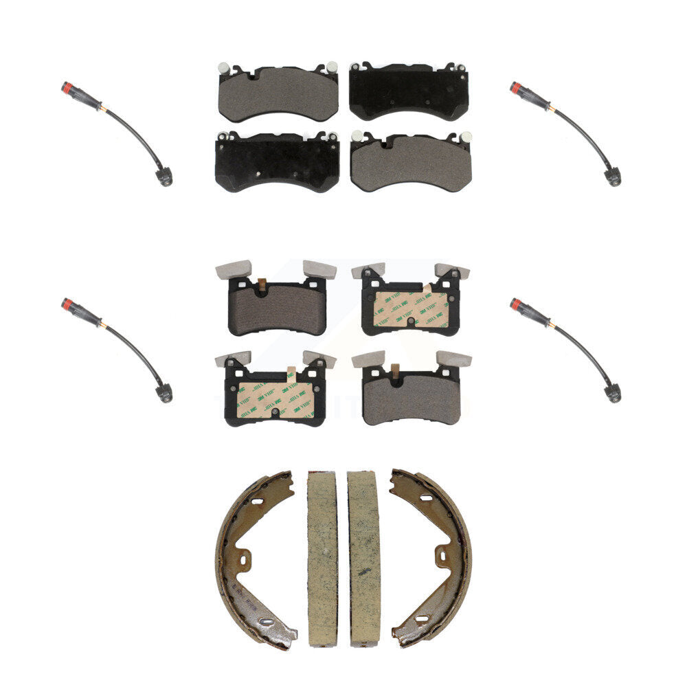 Ceramic Brake Pad & Wear Sensor Front Rear Kit (7Pc) For Mercedes-Benz E63 AMG S