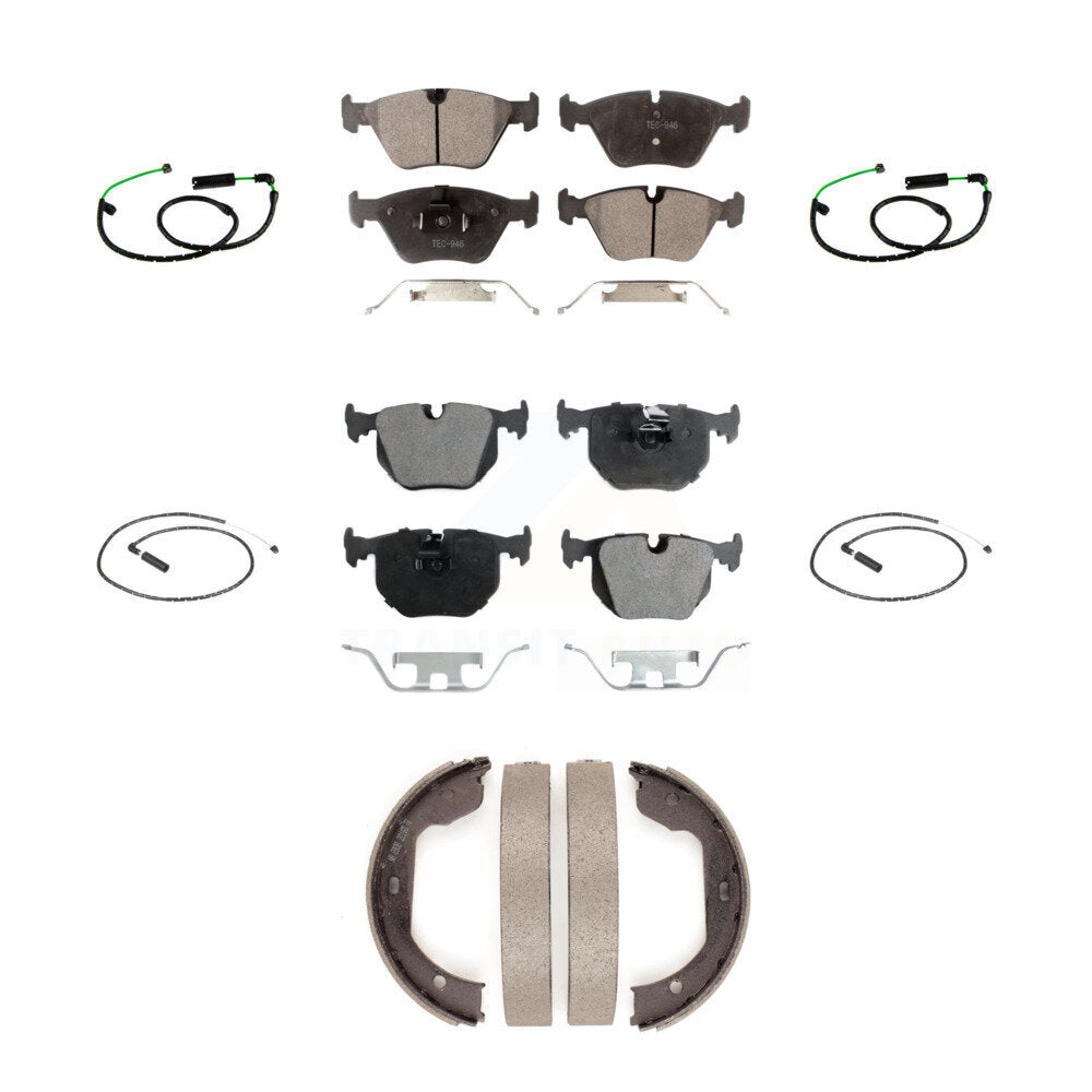 Ceramic Disc Brake Pads And Wear Sensors Front Rear Kit (7Pc) For BMW X3 3.0L