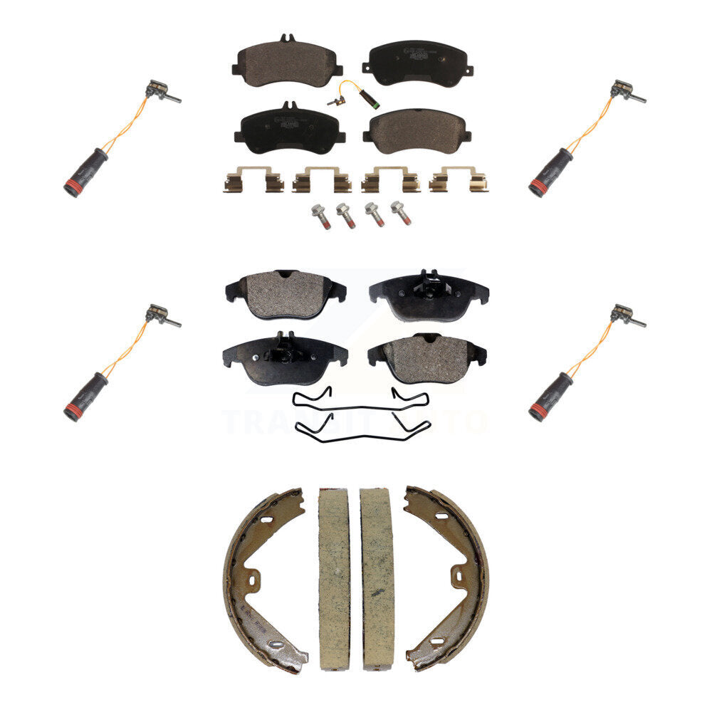 Ceramic Disc Brake Pads Extra Wear Sensor Front Rear Kit (7Pc) For Mercedes-Benz