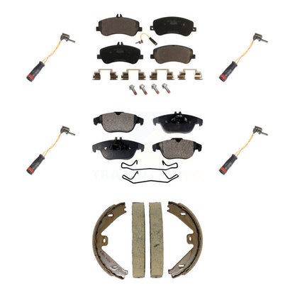 Ceramic Disc Brake Pads Extra Wear Sensor Front Rear Kit (7Pc) For Mercedes-Benz