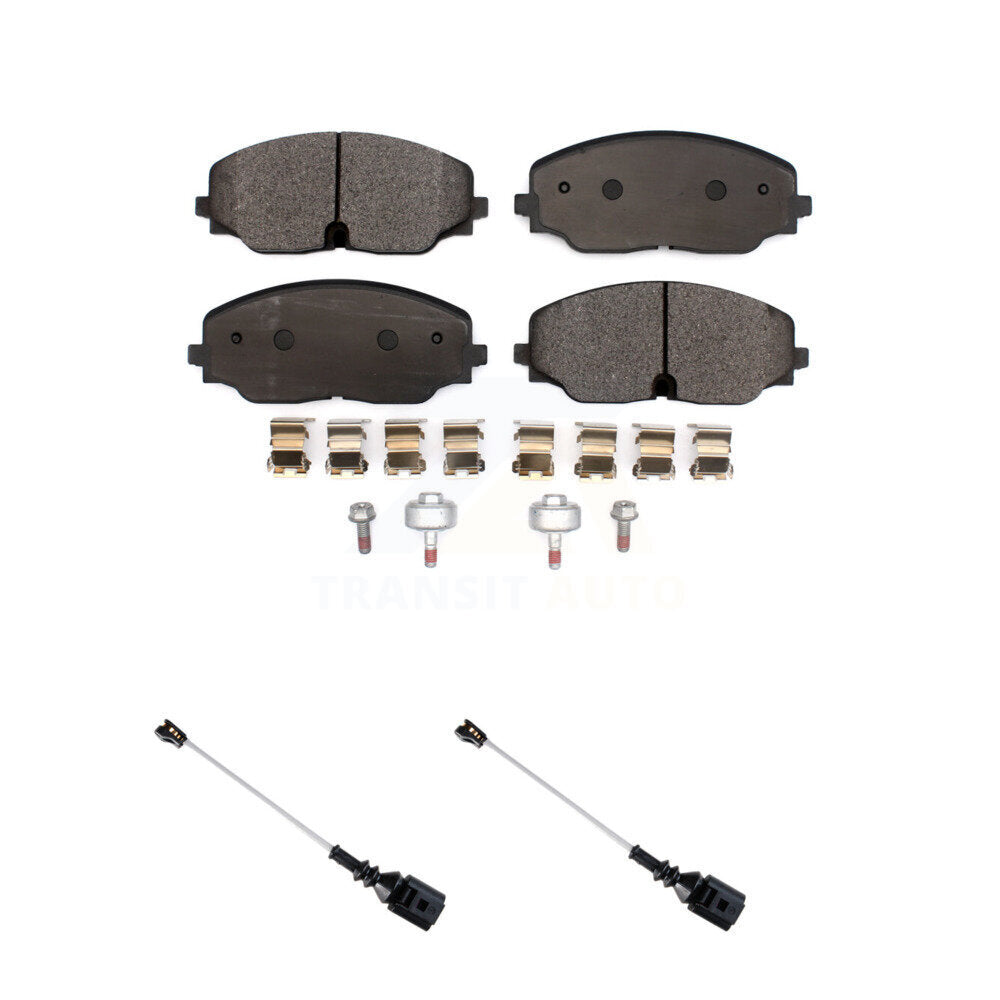 Ceramic Disc Brake Pads & Wear Sensor Front Kit For Volkswagen Atlas Cross Sport
