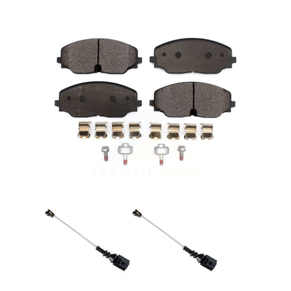 Ceramic Disc Brake Pads & Wear Sensor Front Kit For Volkswagen Atlas Cross Sport