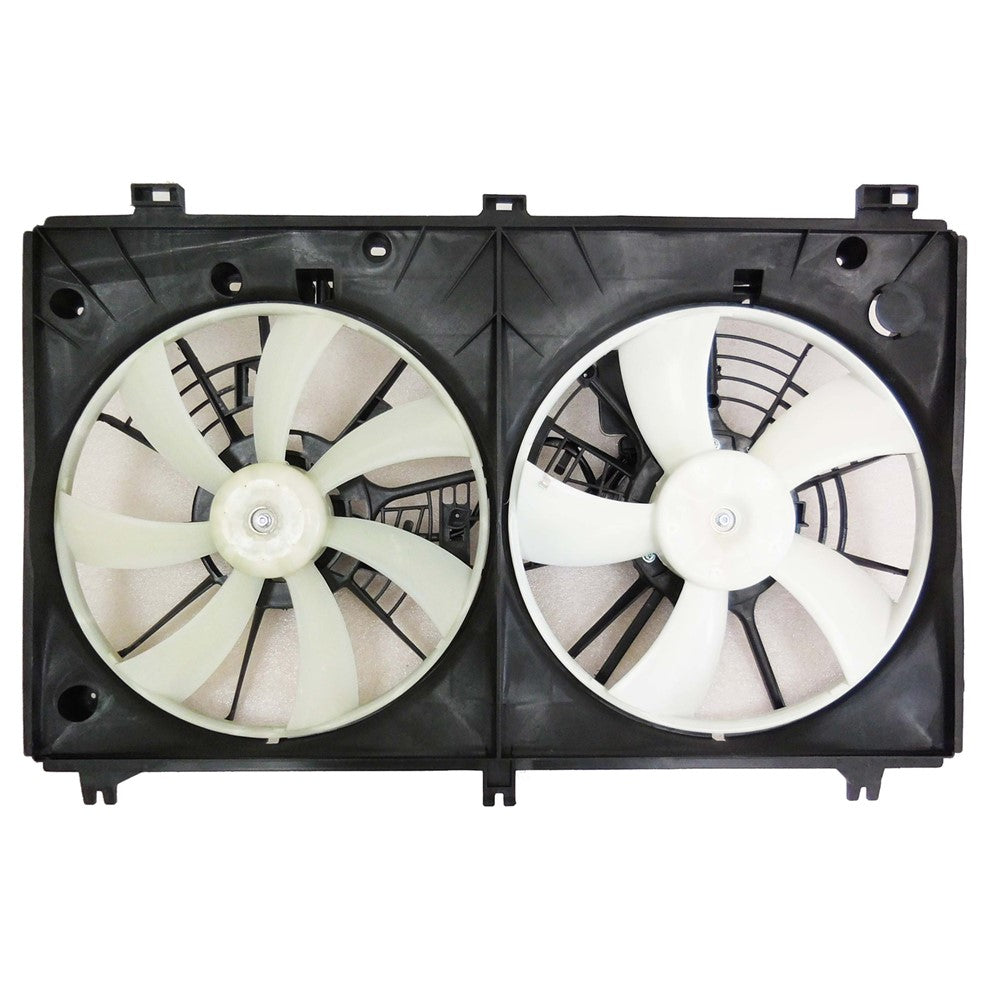 Factory Style Replacement Radiator And Condenser Fan Assembly With Two Fans Side By Side