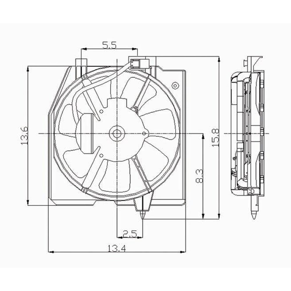Condenser Fan Assembly 2001-2003 Mazda Protege, Protege5