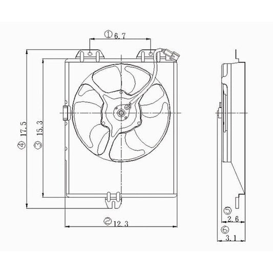 Condenser Fan Assembly 1997-2002 Mitsubishi Mirage