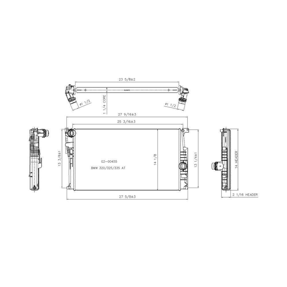 Radiator 2012-2018 Bmw 320i, 328i, 330i, 335i, 328i Xdrive, 335i Xdrive, 335is, 320i Xdrive, 328d, 328d Xdrive, 328i Gt Xdrive, 335i Gt Xdrive, 330e