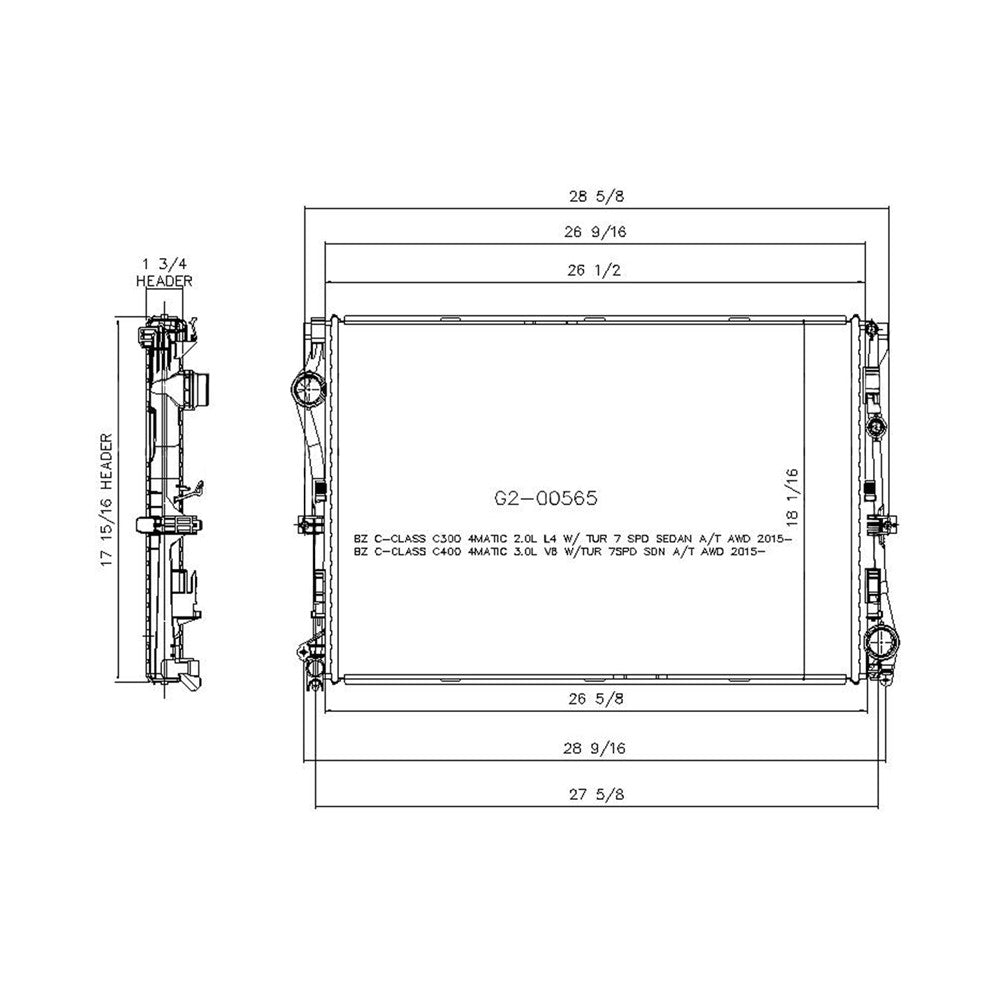 Radiator 2015-2021 Mercedes-Benz C300, C400, C350, C450 Amg, C43 Amg