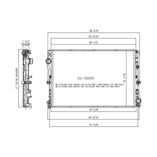 Radiator 2015-2021 Mercedes-Benz C300, C400, C350, C450 Amg, C43 Amg