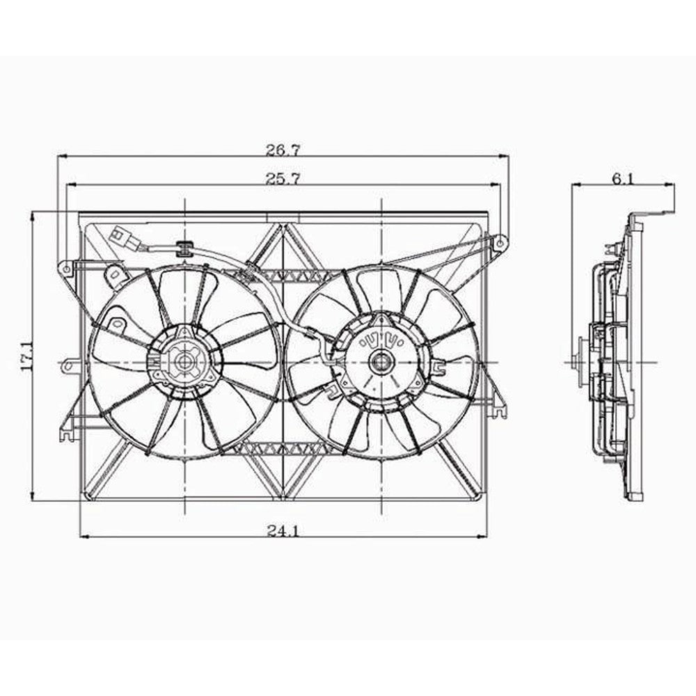 Radiator And Condenser Fan Assembly With Two Fans Side By Side 2005-2010 Scion Tc