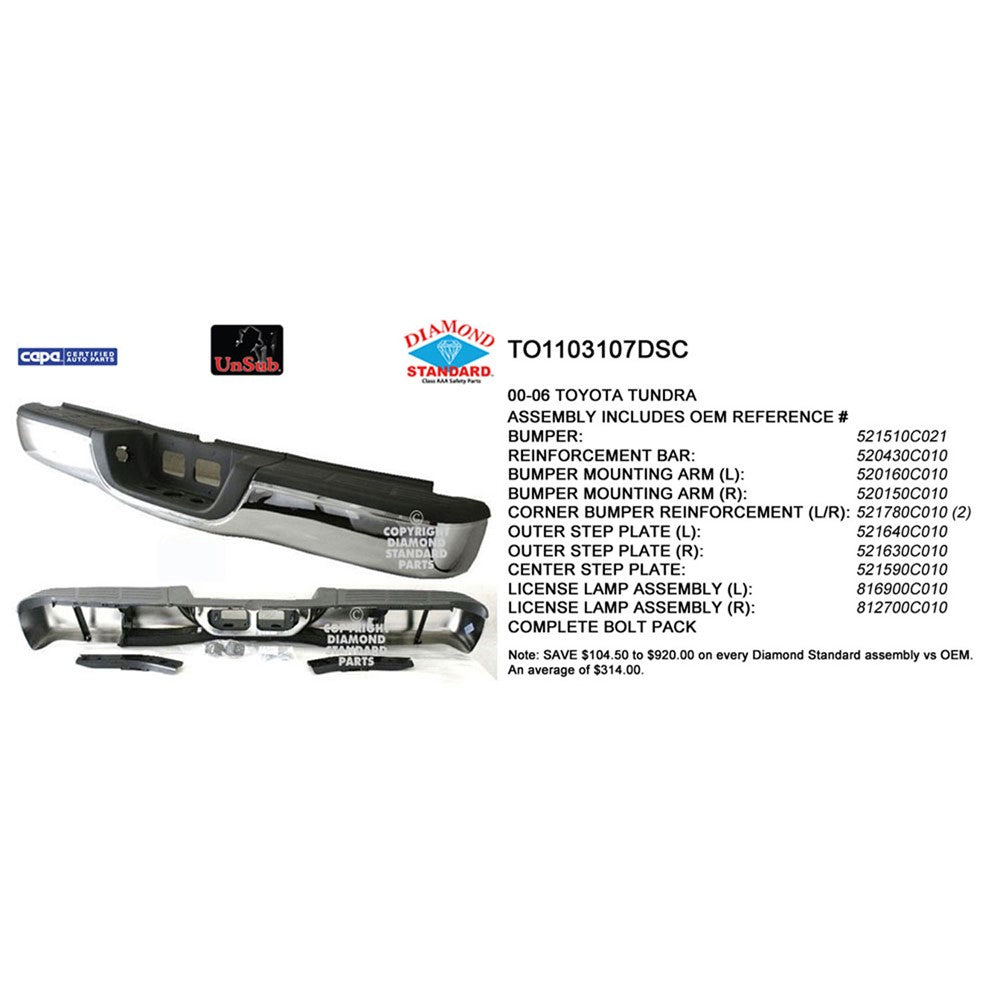 Rear Step Bumper Assembly 2000-2006 Toyota Tundra