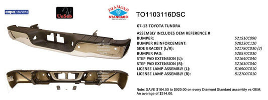 Rear Step Bumper Assembly 2007-2013 Toyota Tundra
