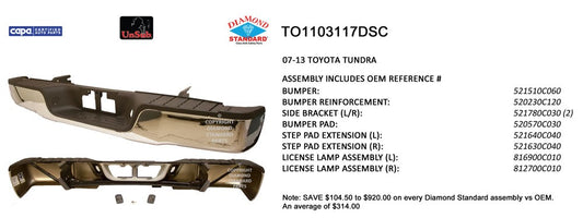 Rear Step Bumper Assembly 2007-2013 Toyota Tundra