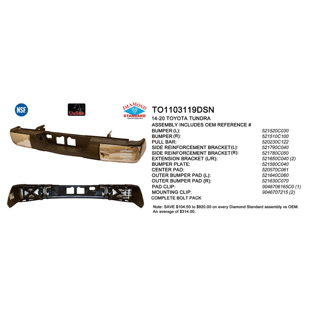 Rear Step Bumper Assembly 2014-2021 Toyota Tundra