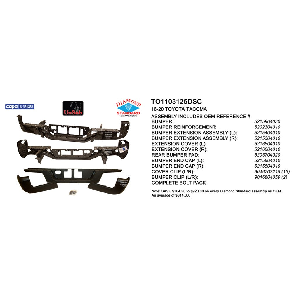 Rear Step Bumper Assembly 2016-2023 Toyota Tacoma