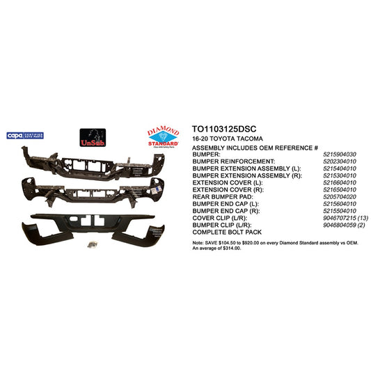 Rear Step Bumper Assembly 2016-2023 Toyota Tacoma