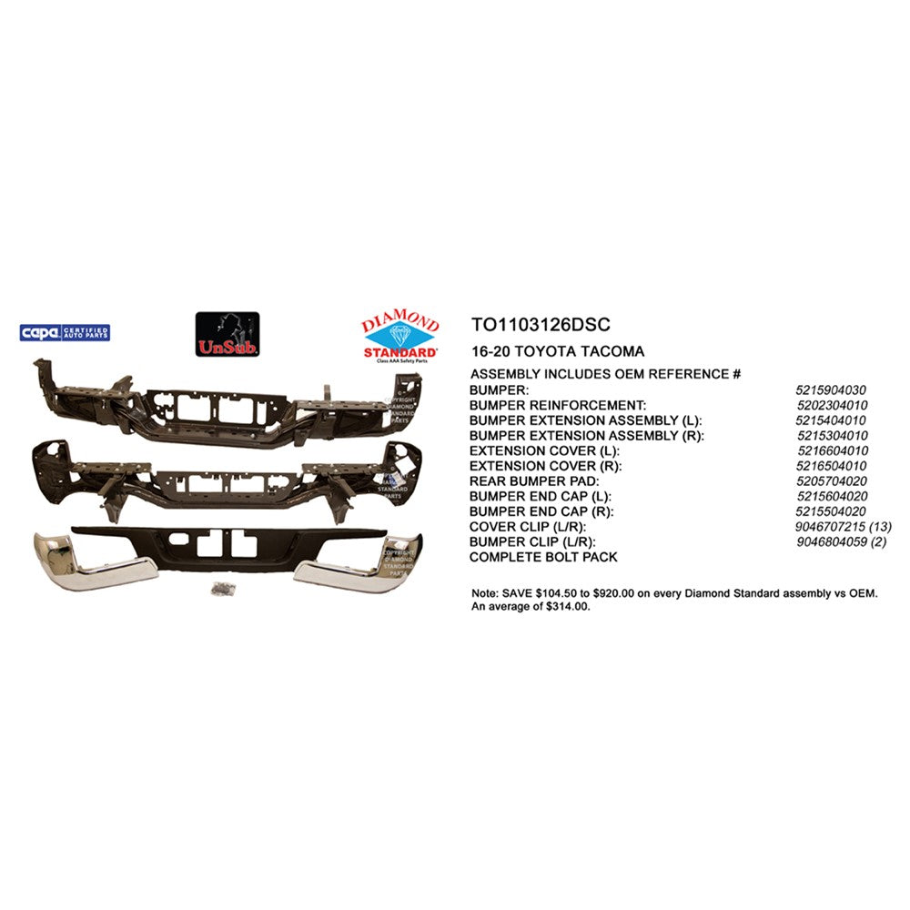 Rear Step Bumper Assembly 2016-2023 Toyota Tacoma