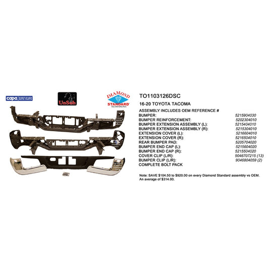 Rear Step Bumper Assembly 2016-2023 Toyota Tacoma