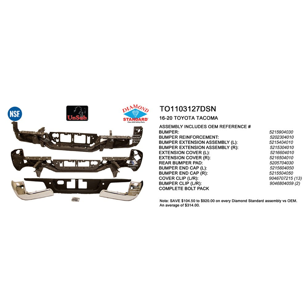 Rear Step Bumper Assembly 2016-2023 Toyota Tacoma