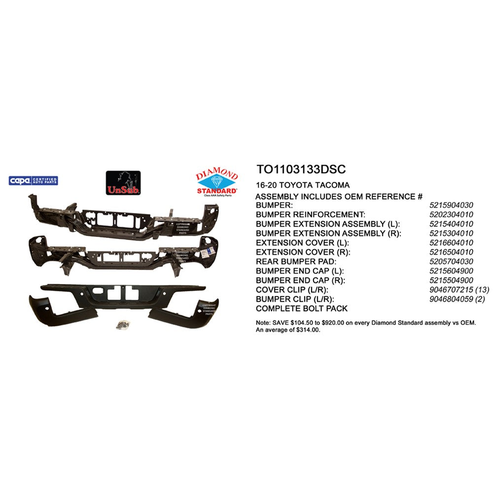 Rear Step Bumper Assembly 2016-2023 Toyota Tacoma