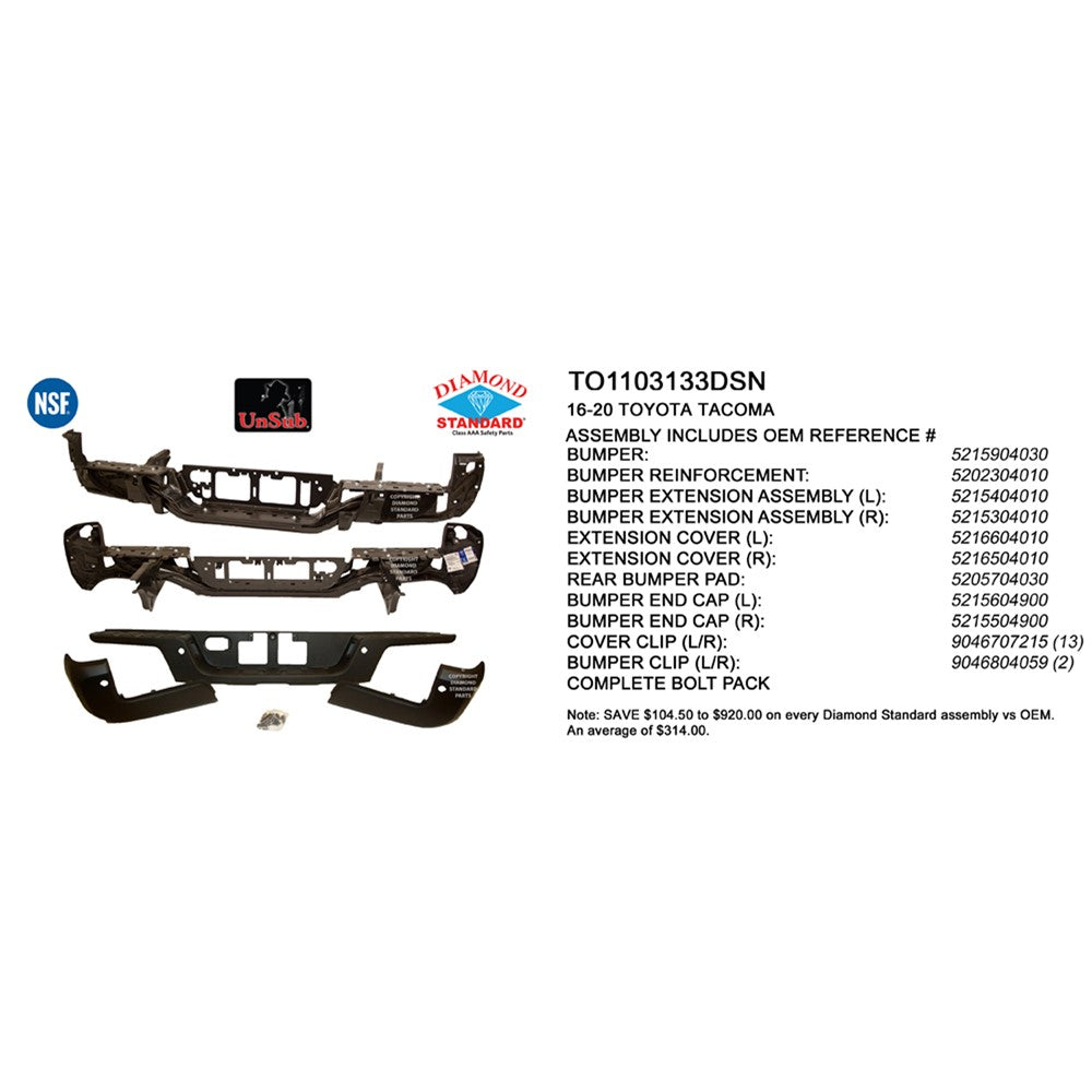 Rear Step Bumper Assembly 2016-2023 Toyota Tacoma