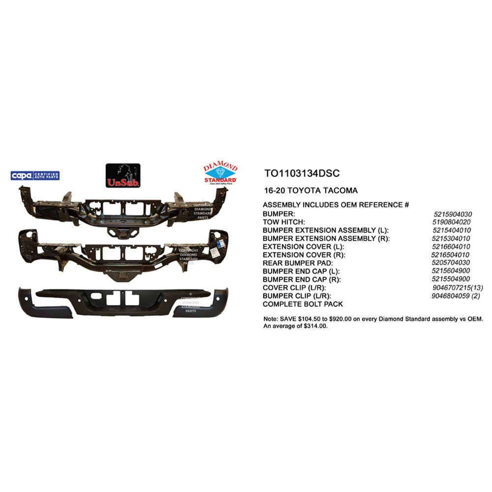 Rear Step Bumper Assembly 2016-2023 Toyota Tacoma
