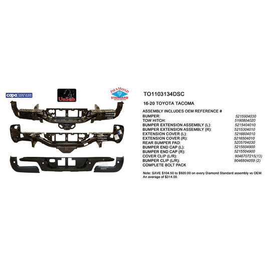 Rear Step Bumper Assembly 2016-2023 Toyota Tacoma