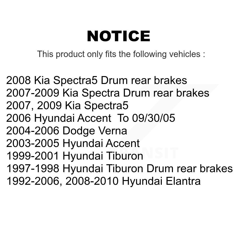 Drum Brake Hardware Kit Rear 13-H17358 For Hyundai Elantra Accent Kia Spectra