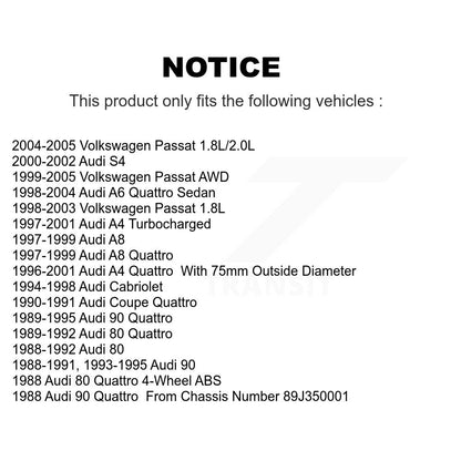 Wheel Bearing 70-510020 For Volkswagen Passat Audi A4 Quattro A6 S4 Cabriolet 90