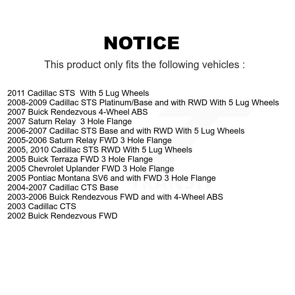 Wheel Bearing Hub Assembly 70-513186 For Buick Cadillac Rendezvous CTS Pontiac