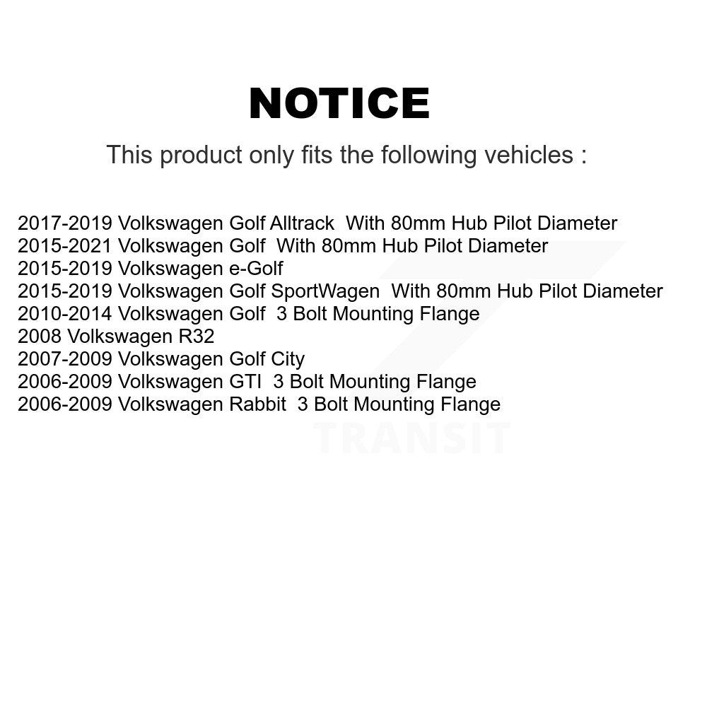 Wheel Bearing Hub Assembly Front 70-513262 For Volkswagen Golf SportWagen Rabbit