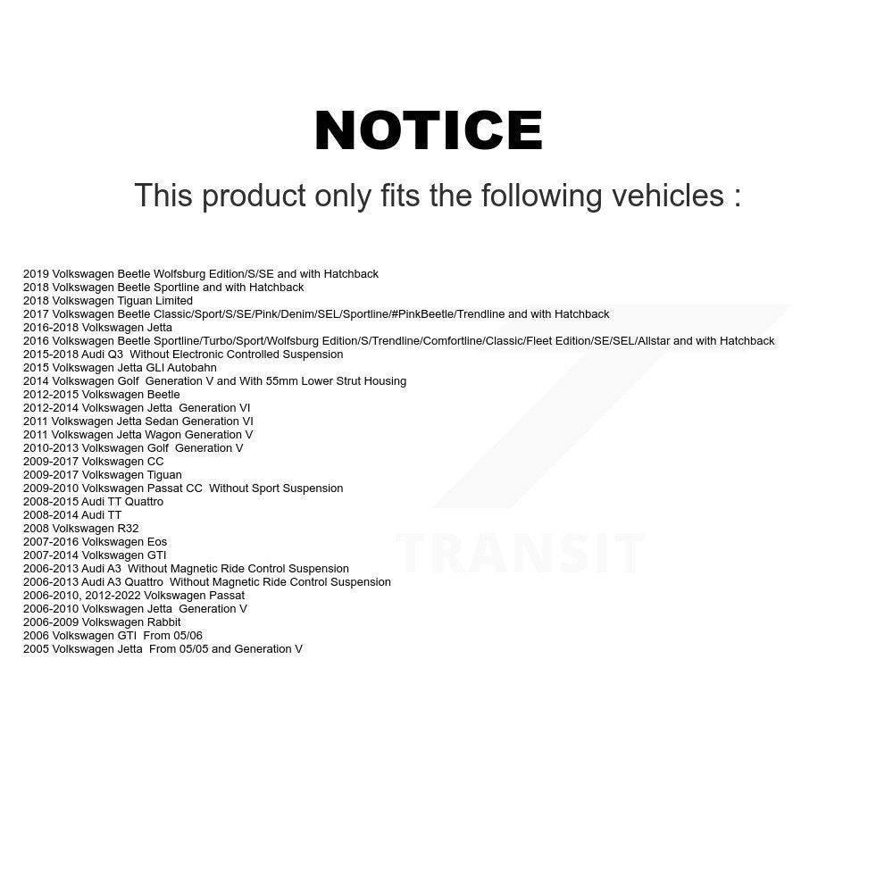 Suspension Strut Hardware Kit Front 73-907949 For Volkswagen Jetta Tiguan Passat