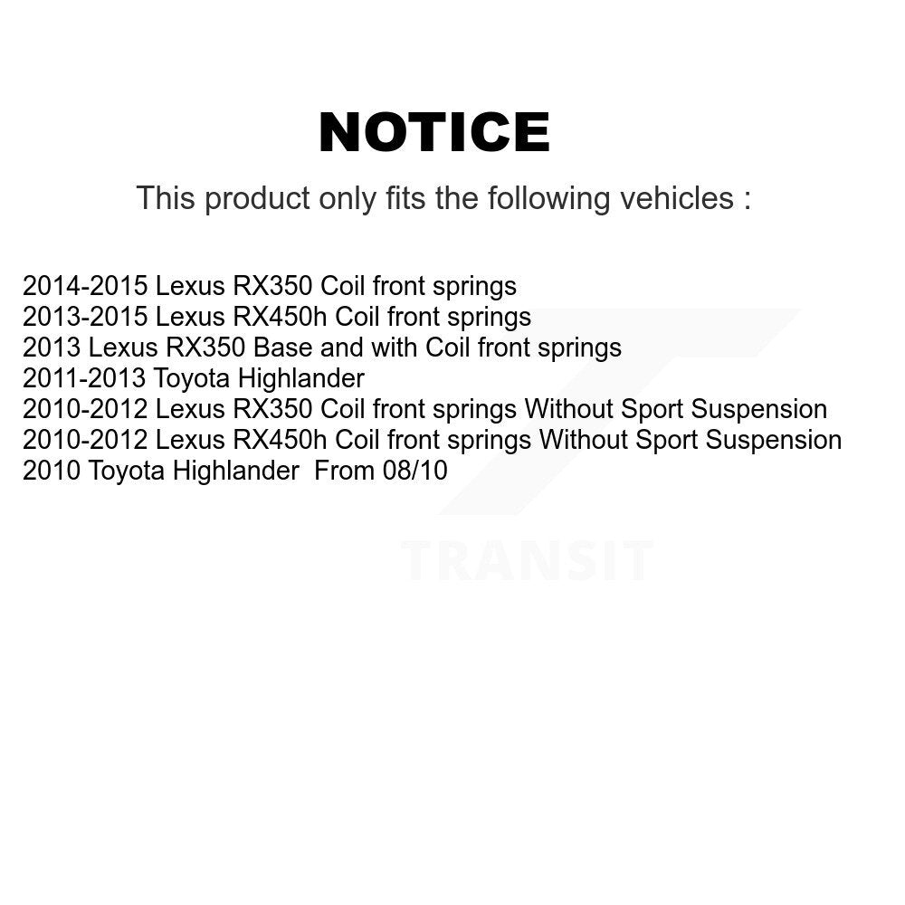 Suspension Strut Front Right 78-72765 For Lexus RX350 Toyota Highlander RX450h