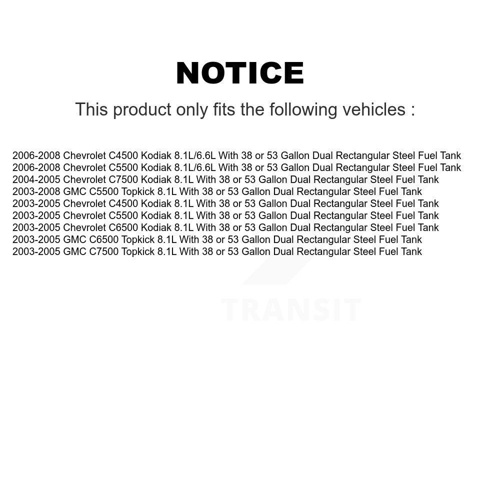 Electric Fuel Pump AGY-00210109 For GMC Chevrolet C4500 Kodiak C5500 C7500 C6500